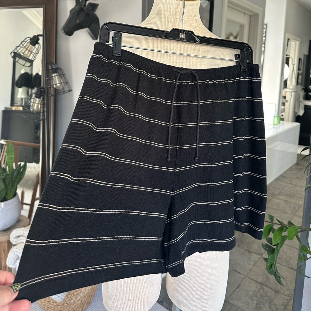 Vince Black Knit Stripe Drawstring Shorts